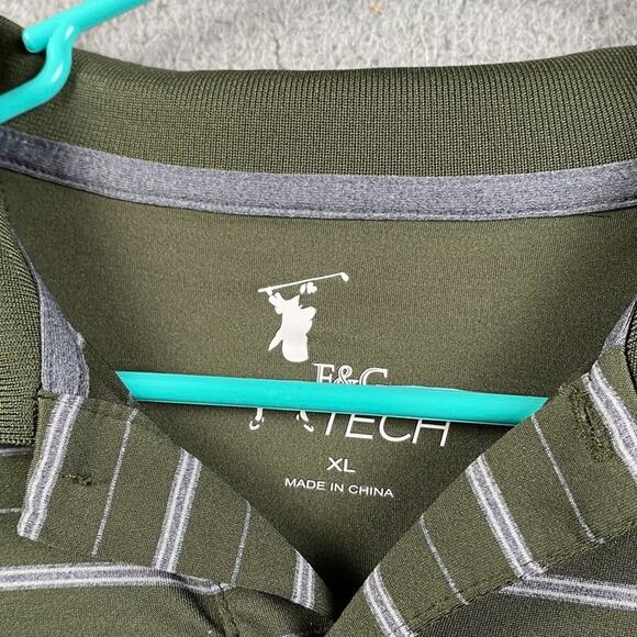 F&G Tech Golf Polo Shirt Men's XL Green White Striped Performance Causal New - Picture 3 of 9